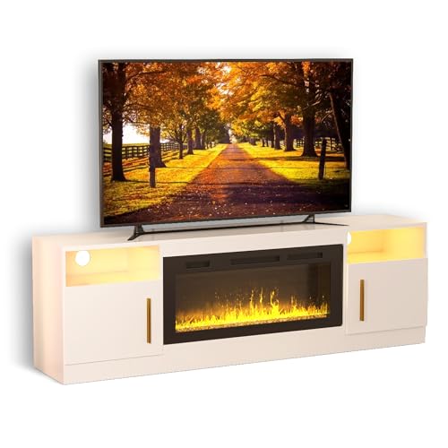 Black 70 Inch Electric Fireplace TV Stand K281