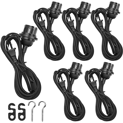 6 Pack Black 12 FT Hanging Light Kit with On/Off Switch L43174