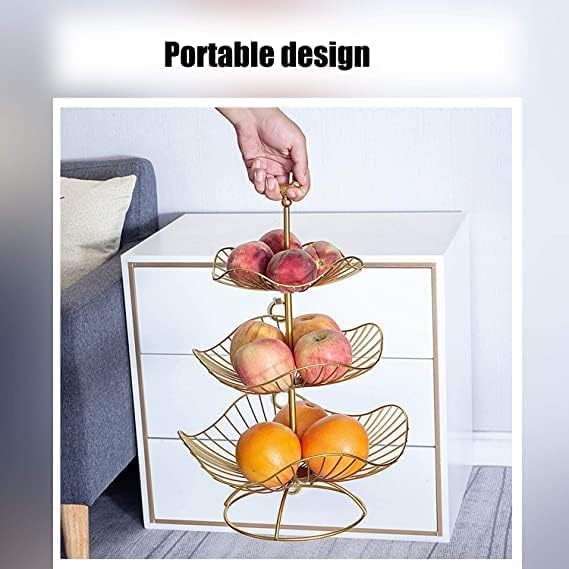 Gold Metal 3-Tier Fruit Basket Holder T5191