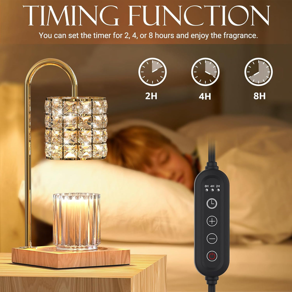 Amber Dimmable Electric Candle Warmer Lamp with Timer G24208