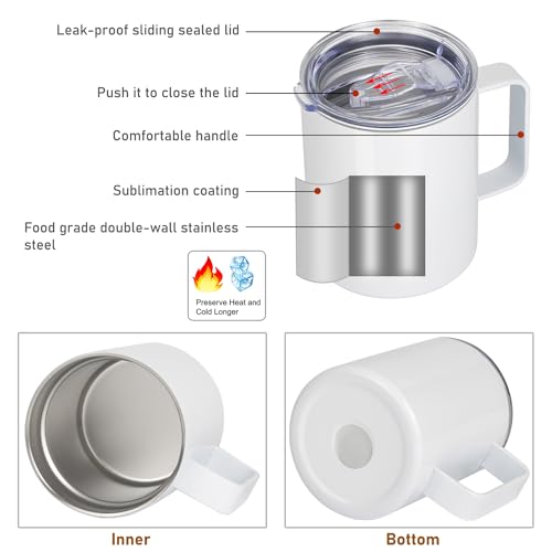 12oz Insulated Stainless Steel White Coffee Travel Mug X438