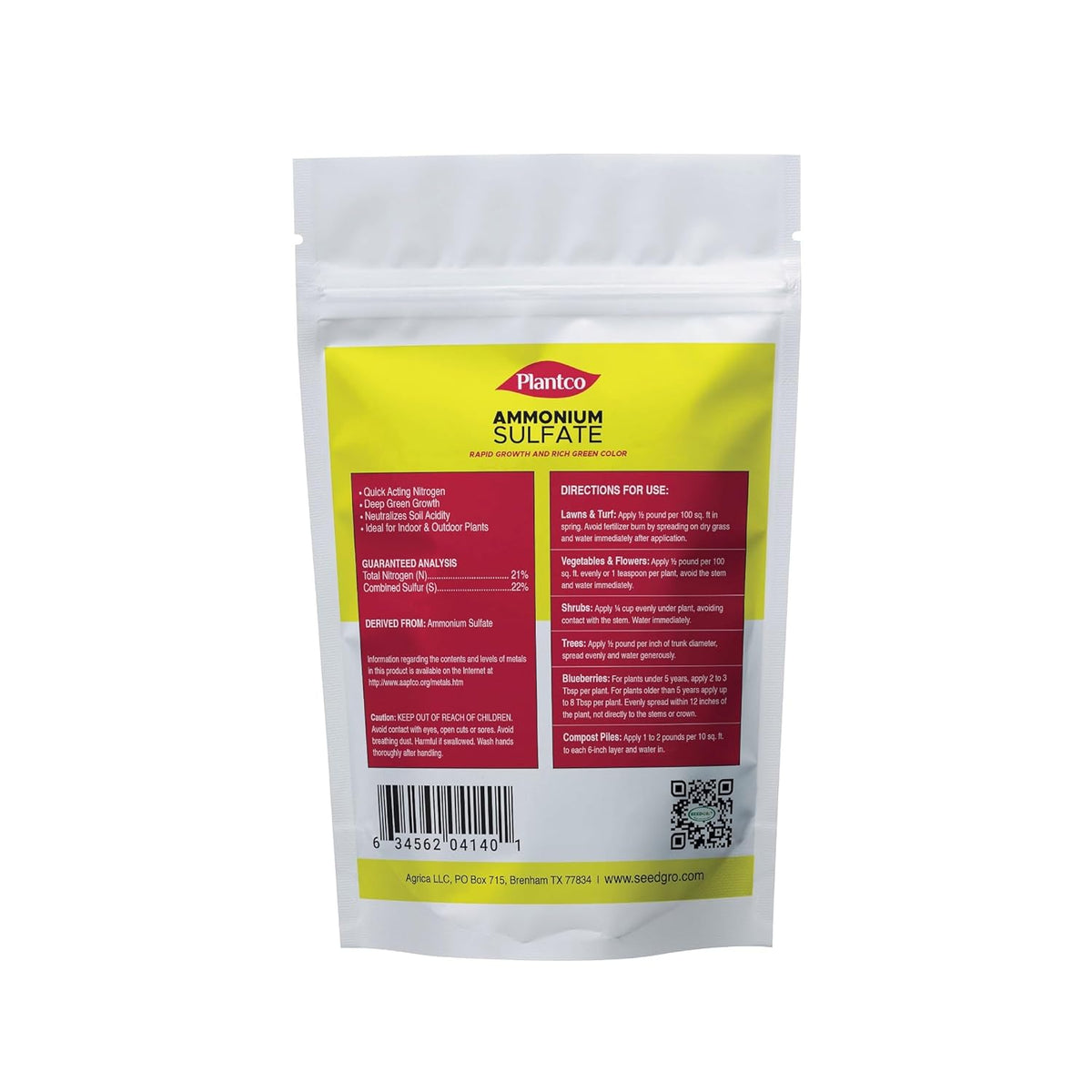 Ammonium Sulfate 21-0-0 Fertilizer 2 lb Bag M95656