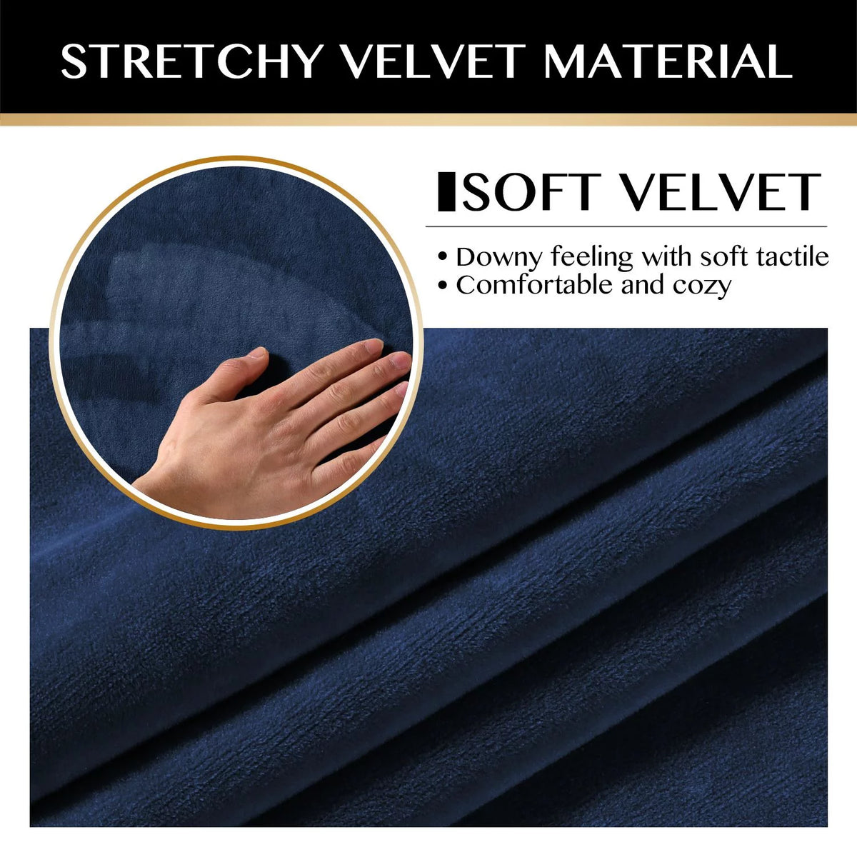 Velvet Stretch Recliner Sofa Cover (Navy) Z5975