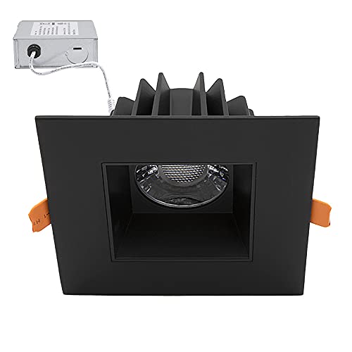 4 in. Ultra-Thin Recessed LED Downlight Canless IC Rated 1200 Lumens 5 Color Temperature Selectable Dimmable Square White Trim 90 CRI W559658