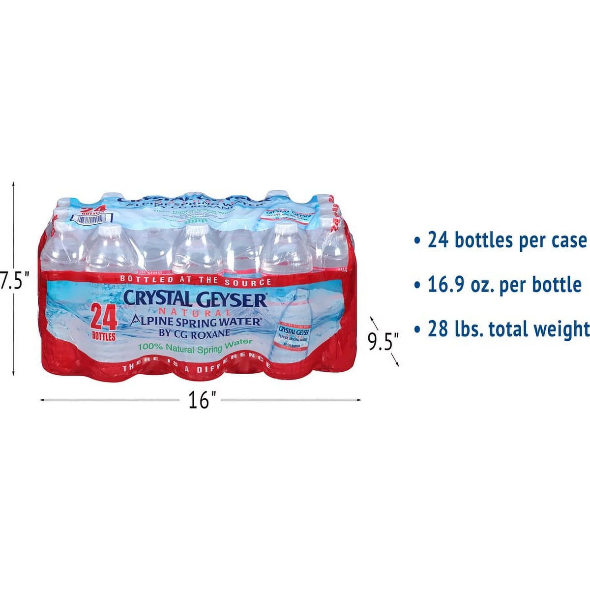 Natural Alpine Spring Water, 16.9 Oz Bottle, 24/Case W8484