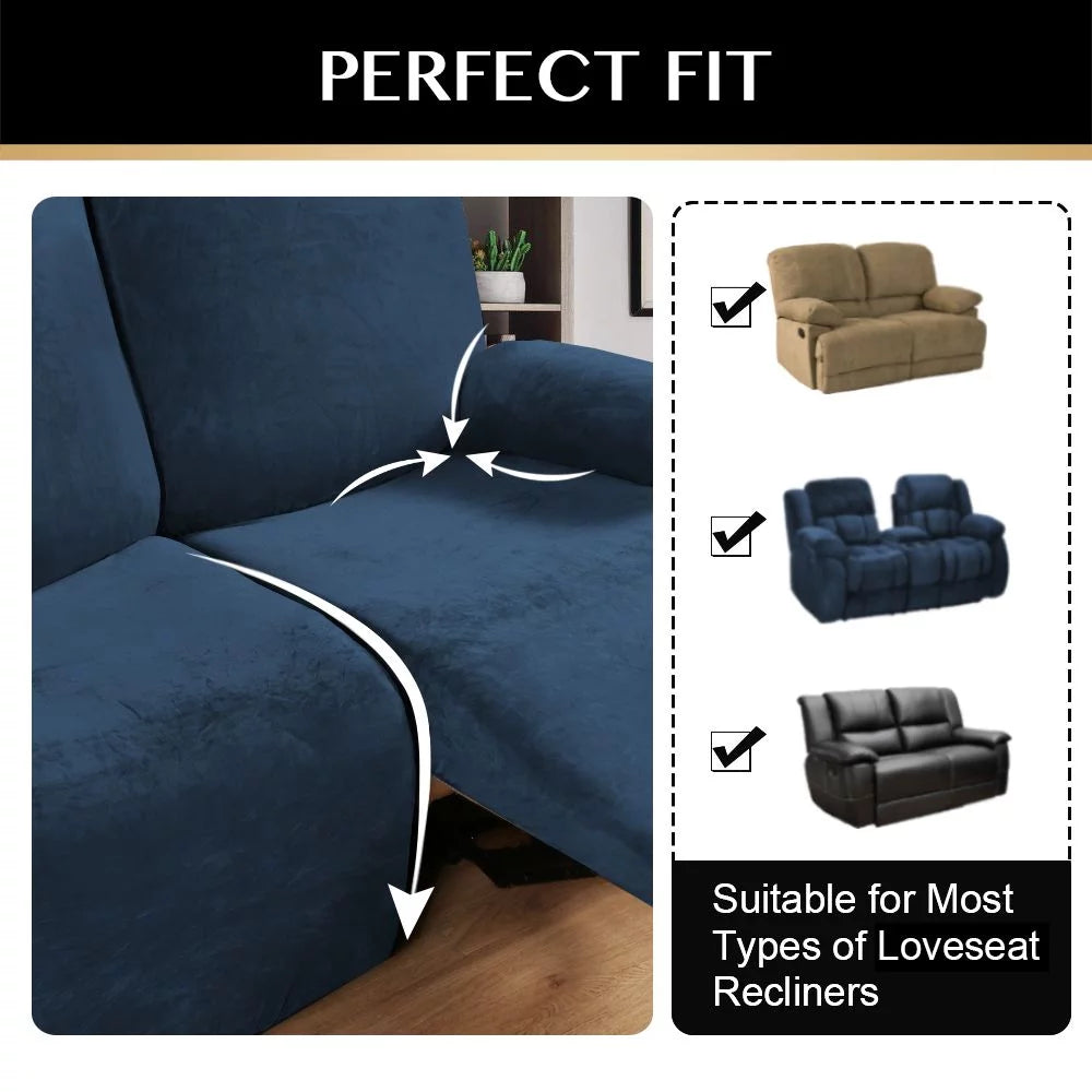 Velvet Stretch Recliner Sofa Cover (Navy) Z5975