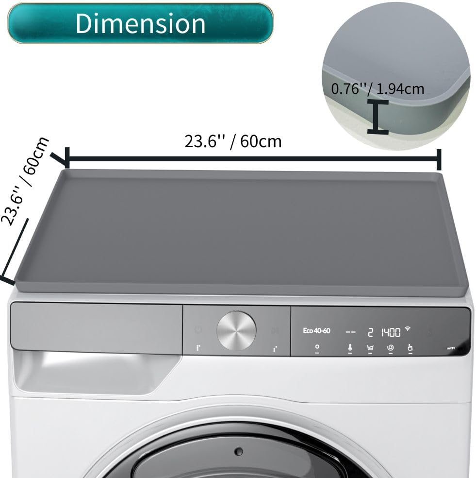 Gray 23.6''x 23.6'' Silicone Washer and Dryer Covers F1341