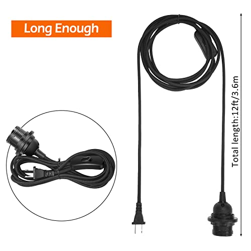 6 Pack Black 12 FT Hanging Light Kit with On/Off Switch L43174