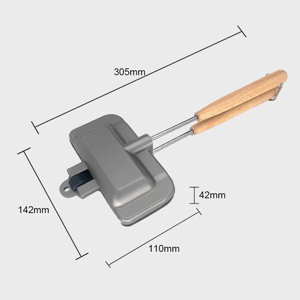 Double-Sided Non-Stick Aluminum Sandwich Maker with Removable Handle C4389