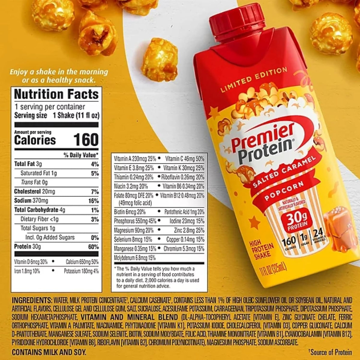 Salted Caramel Popcorn Protein Shake, 11 fl. oz., 7 pk H387