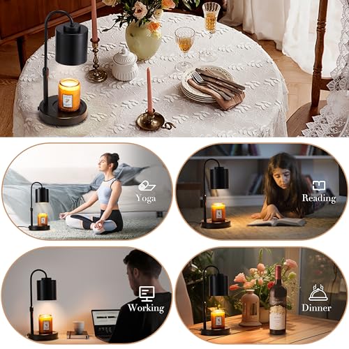White Gold Height Adjustable Electric Candle Warmer with Timer and Dimmer X77295