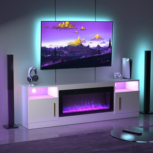 Black 70 Inch Electric Fireplace TV Stand K281