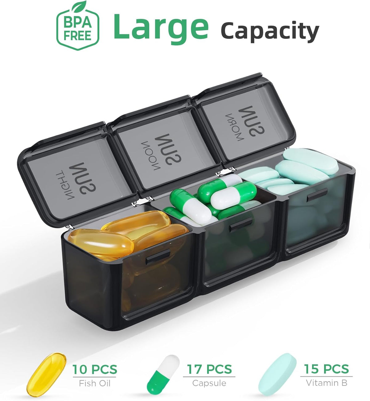 Black Weekly Pill Organizer 7 Day X45928
