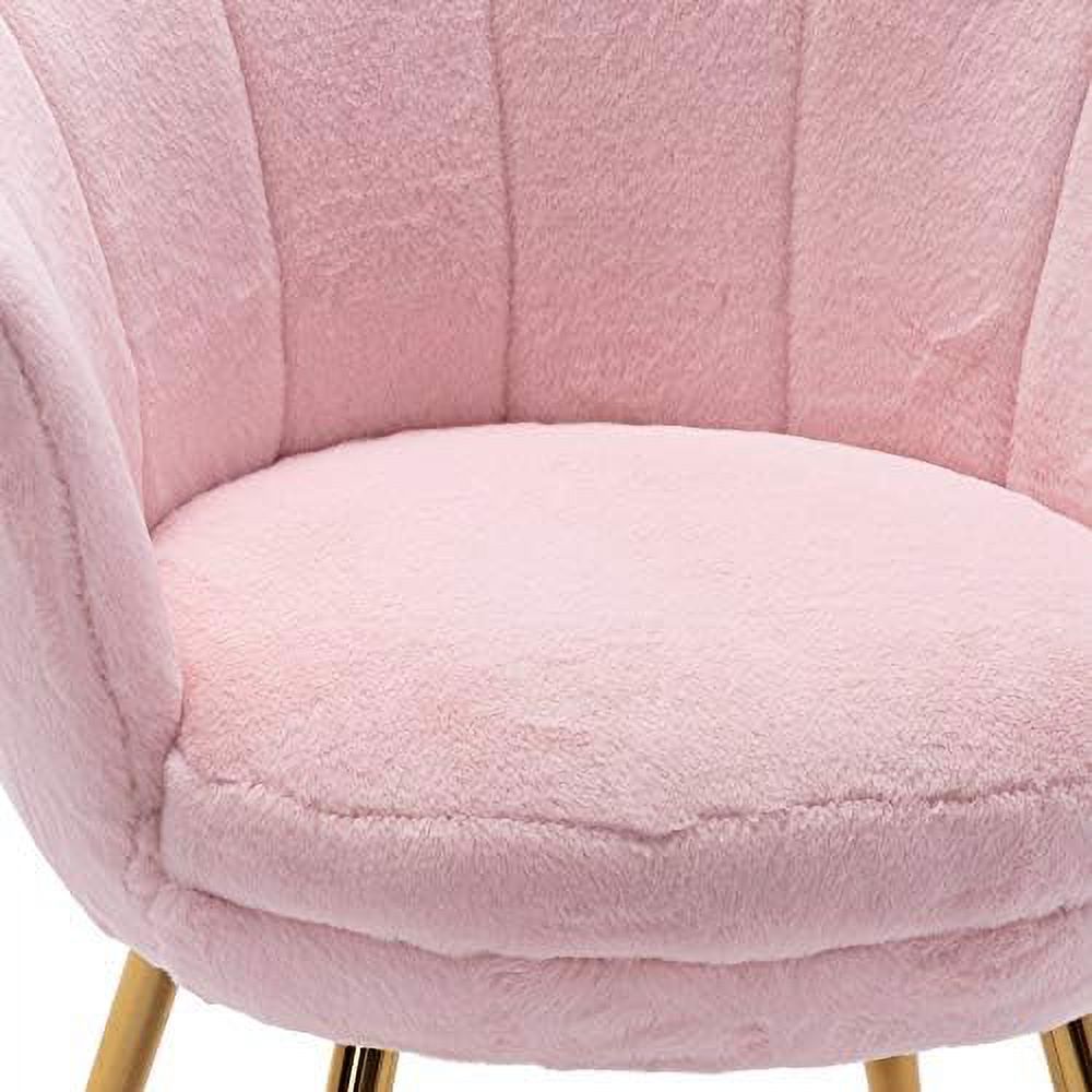 Light Pink Velvet Accent Barrel Chair H73536
