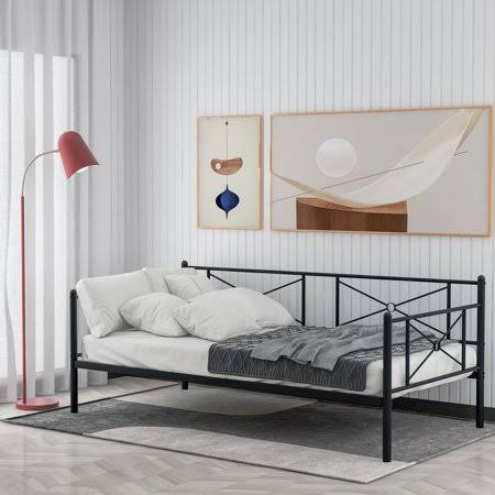 Black Twin Metal Daybed Frame with Steel Slats E607750