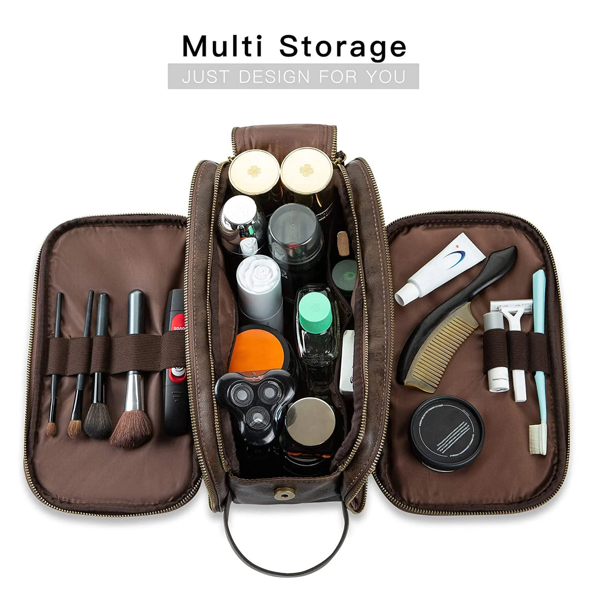 Water-Resistant Travel Dopp Kit with PU Leather Organizer G4941