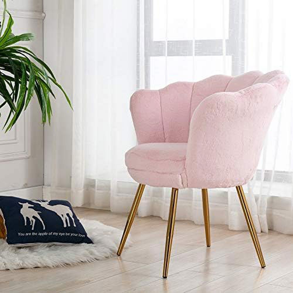 Light Pink Velvet Accent Barrel Chair H73536