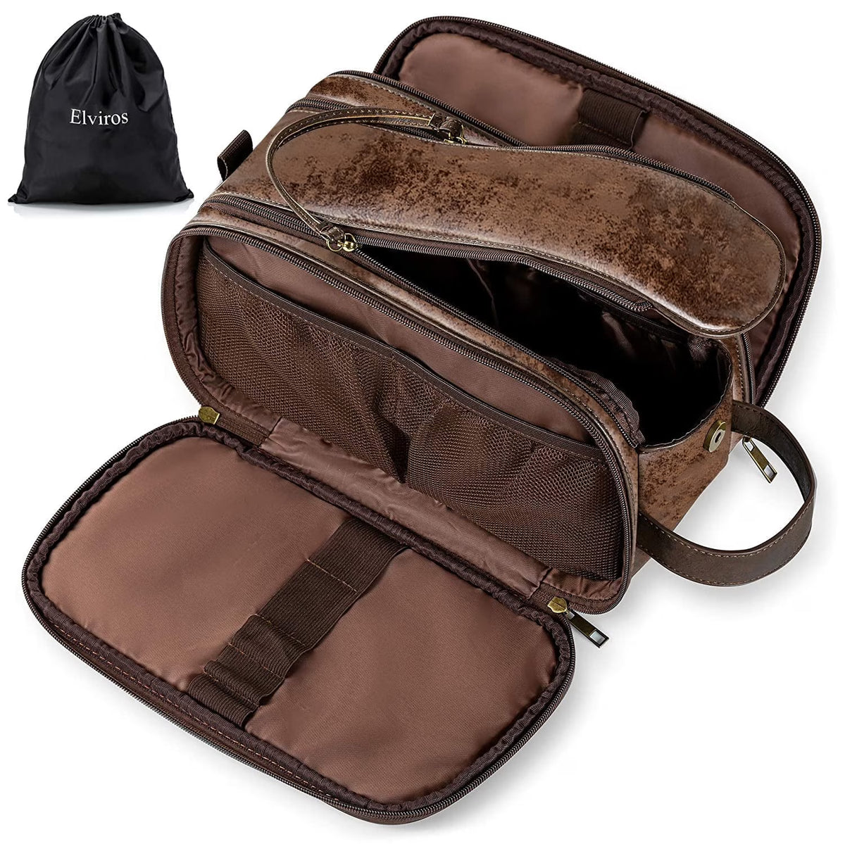 Water-Resistant Travel Dopp Kit with PU Leather Organizer G4941