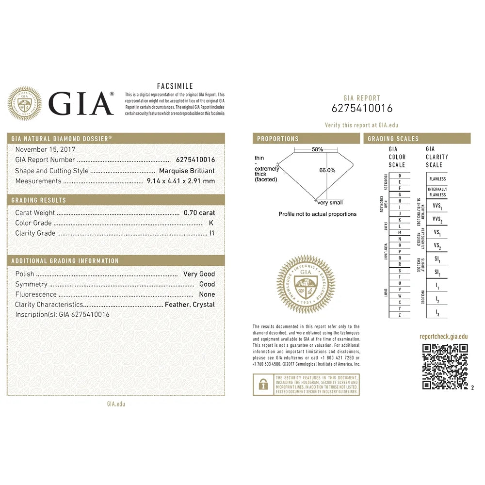 Marquise Cut Diamond Engagement Ring 1.75 CT TW 14K Gold G88393