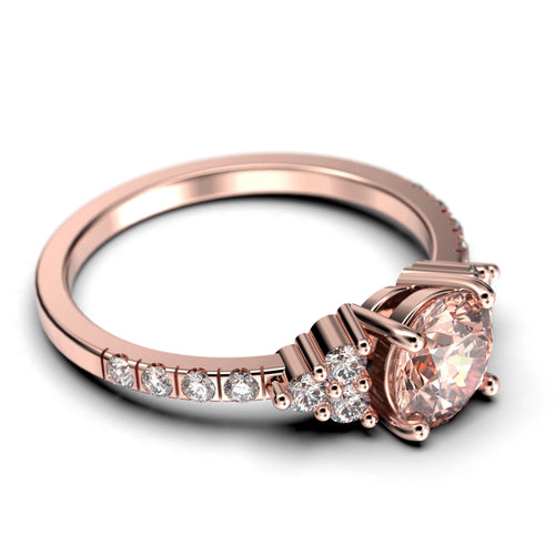 1.25 Carat Round Cut Morganite And Diamond Moissanite Engagement Ring in 925 Sterling Silver With 18k Rose Gold Plating R791114