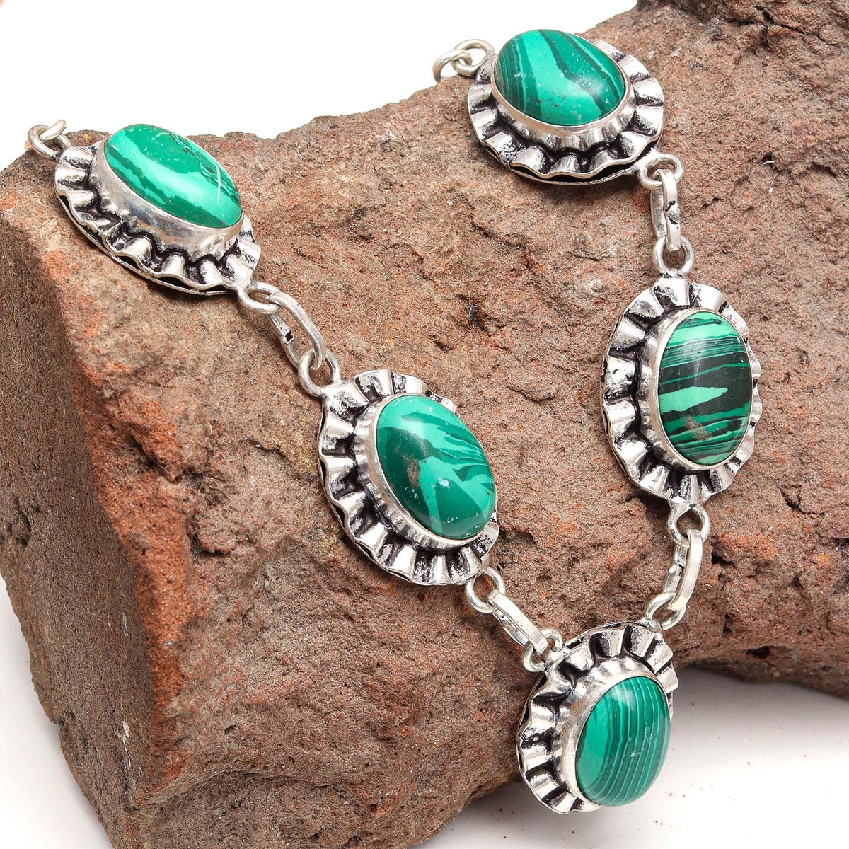 Malachite 925 Silver Necklace 20 in P977