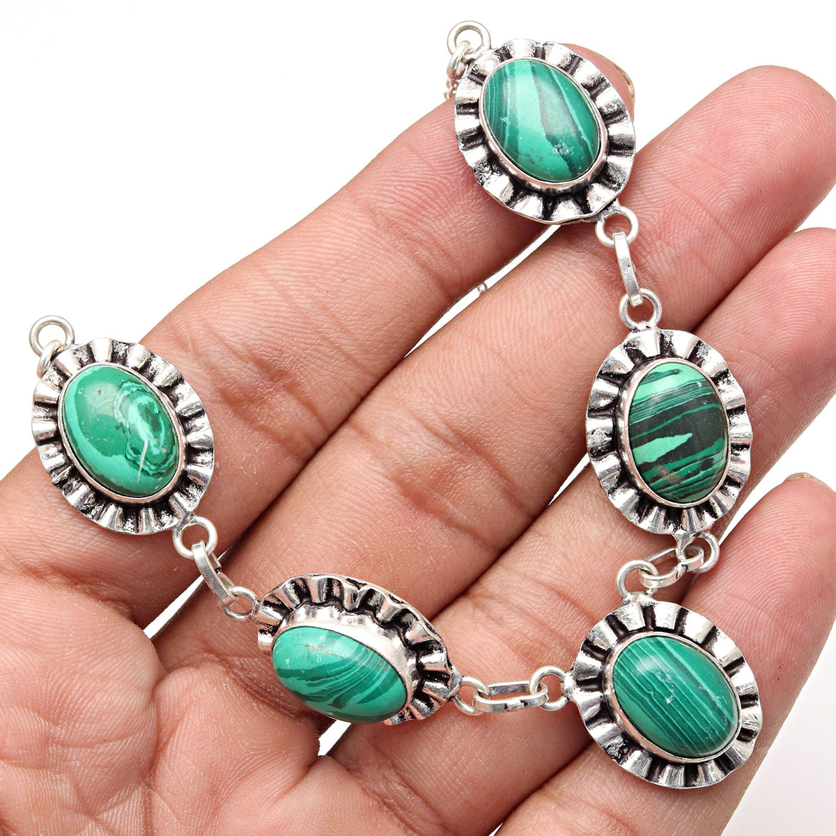 Malachite 925 Silver Necklace 20 in P977