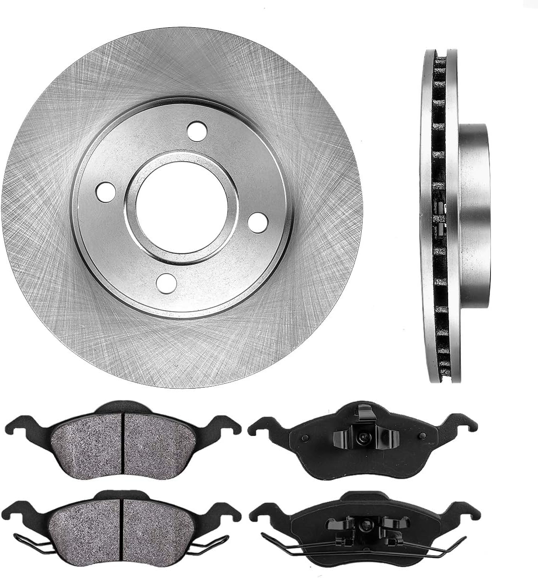 4 Lug Brake Disc Rotors and Metallic Brake Pads W9677