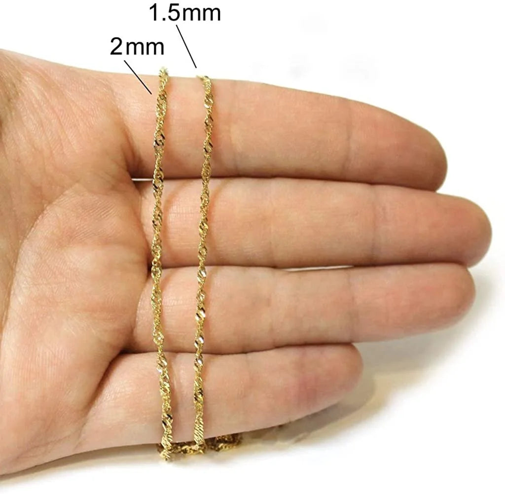 10K Yellow Gold 1.7mm Singapore Pendant Chain Necklace Q654391