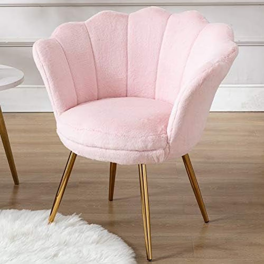 Light Pink Velvet Accent Barrel Chair H73536